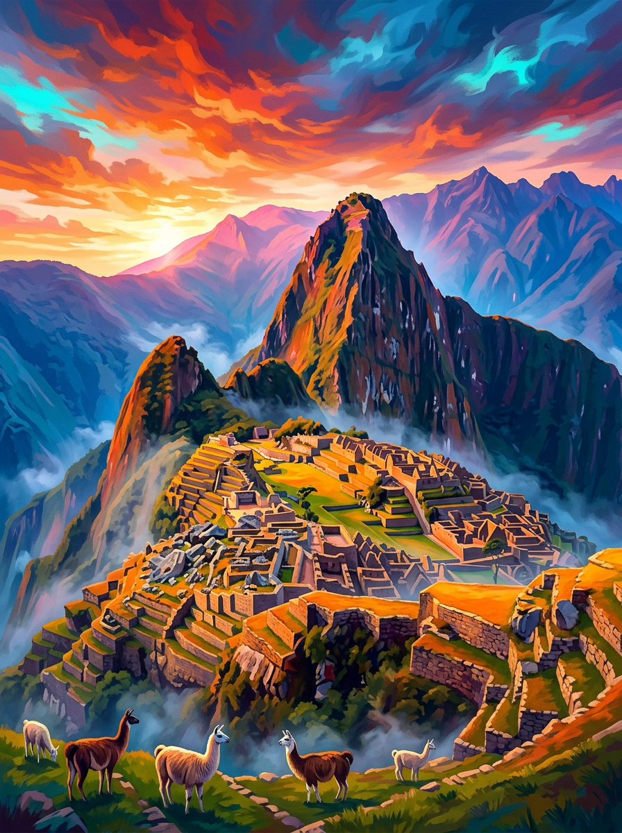 Machu Picchu Sunrise (150 Color Diamond Painting)