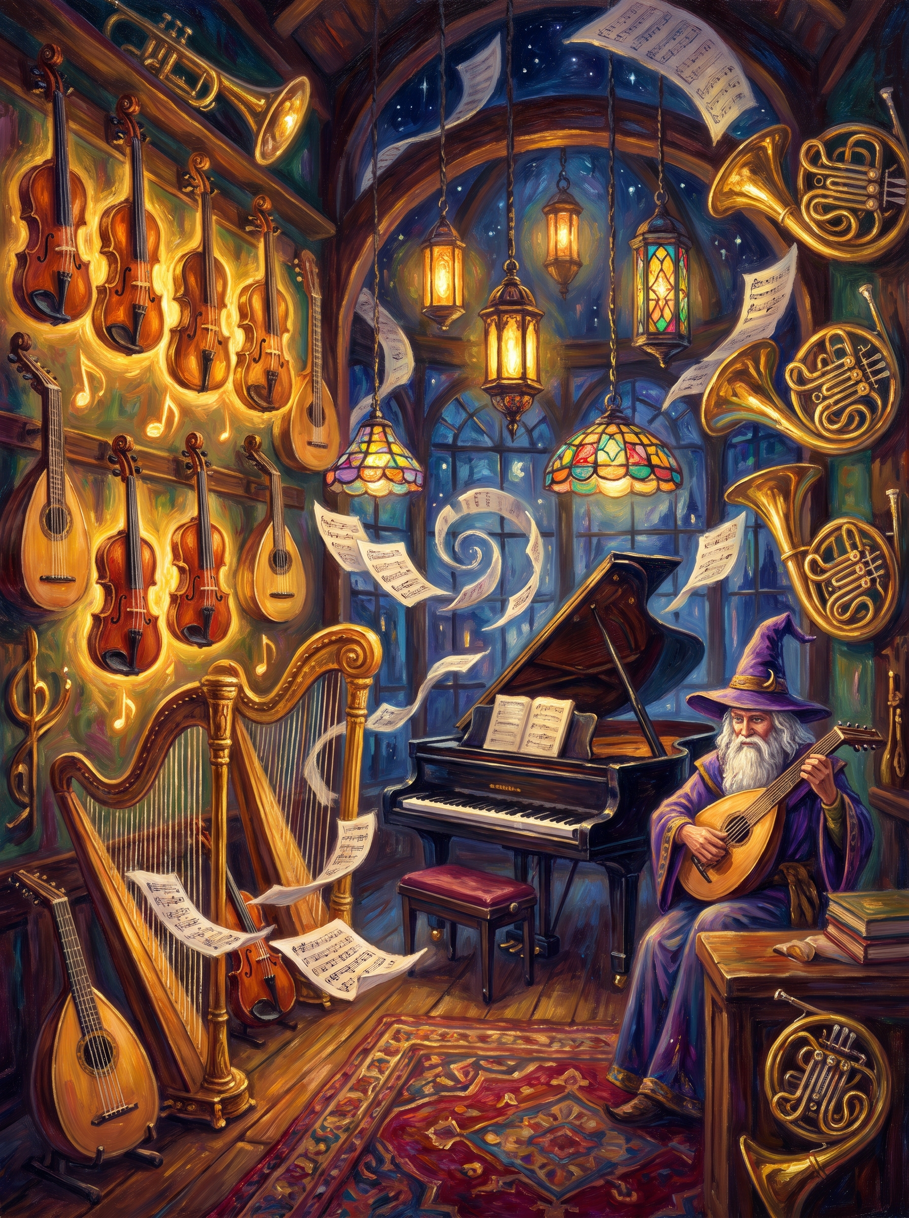 Magical Music Shop Interior Night