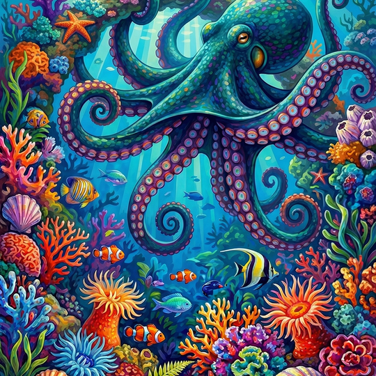Magical Ocean Octopus (100 Color Diamond Painting) Diamond Painting kit
