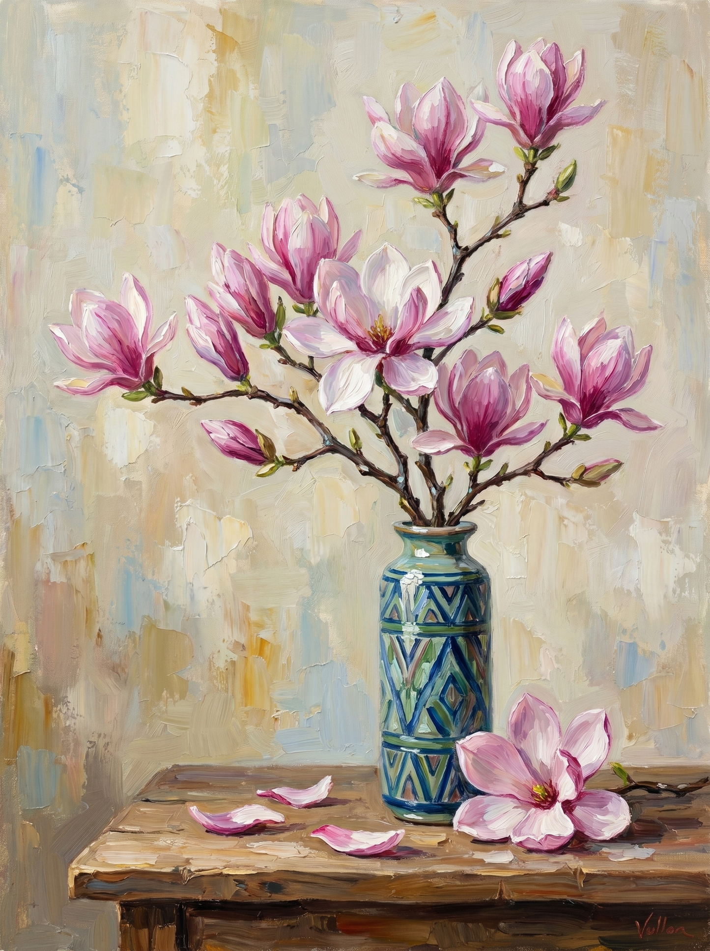 Magnolia Branch Vase (Diamond Painting)
