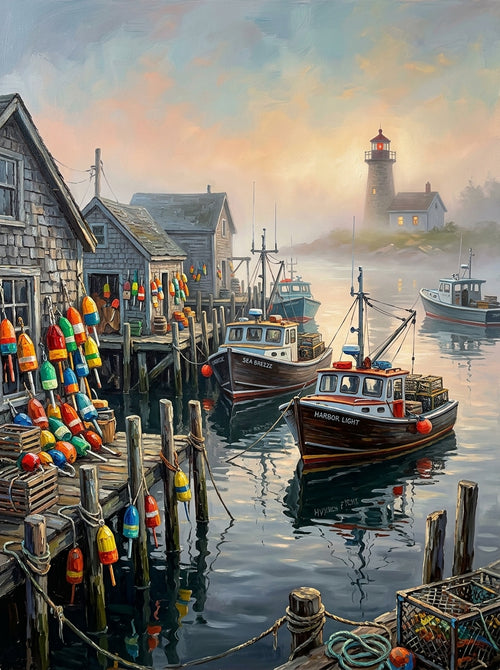 Maine Lobster Harbor (150 Color Diamond Painting)