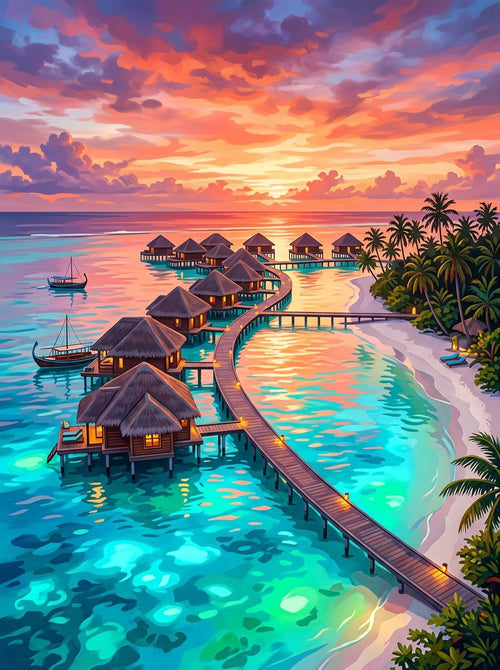 Maldives Overwater (150 Color Diamond Painting)