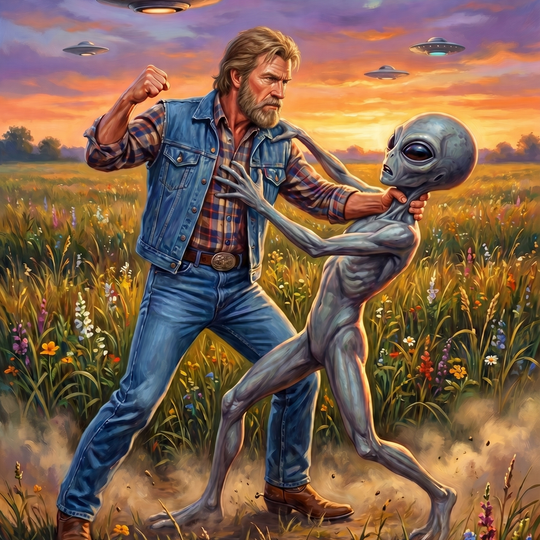 Man Grabbing Alien (150 Color Diamond Painting)
