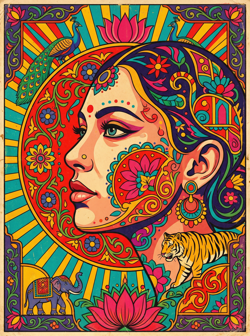 Mandala Sun Profile (150 Color Diamond Painting)
