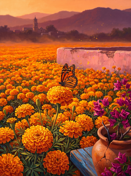 Marigold Field Golden Hour