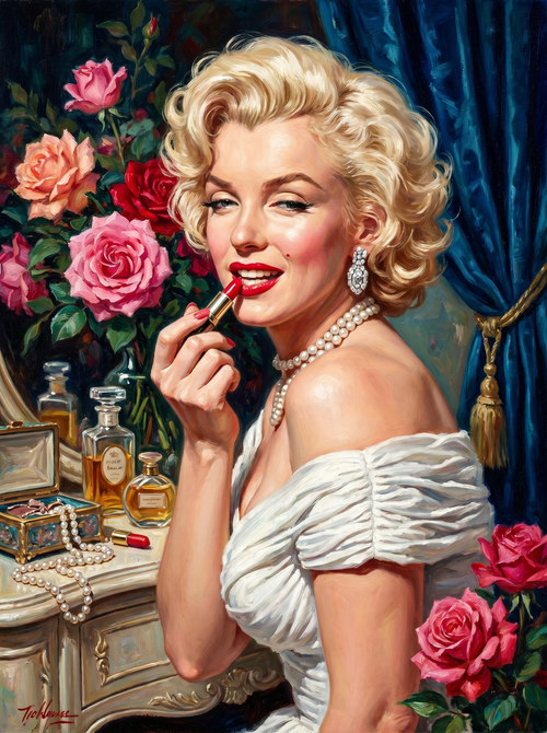 Marilyn Lipstick Vanity Roses (150 Color Diamond Painting)