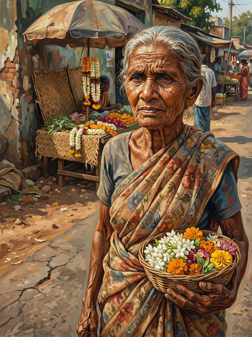 Market Flower Basket (Diamond Painting) Diamond Painting kit