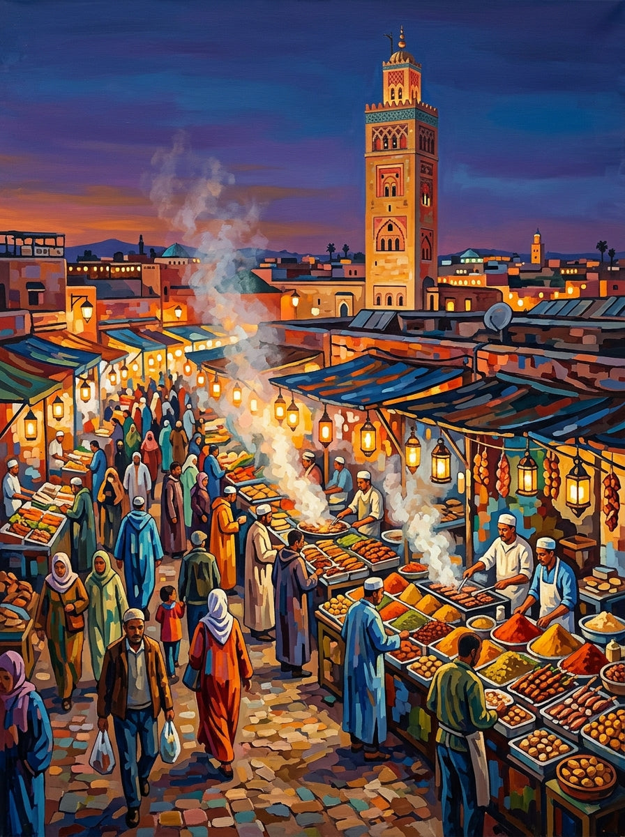 Marrakech Jemaa Night Documentary (150 Color Diamond Painting)