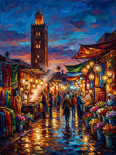 Marrakech Jemaa Night Impasto (150 Color Diamond Painting) Diamond Painting kit