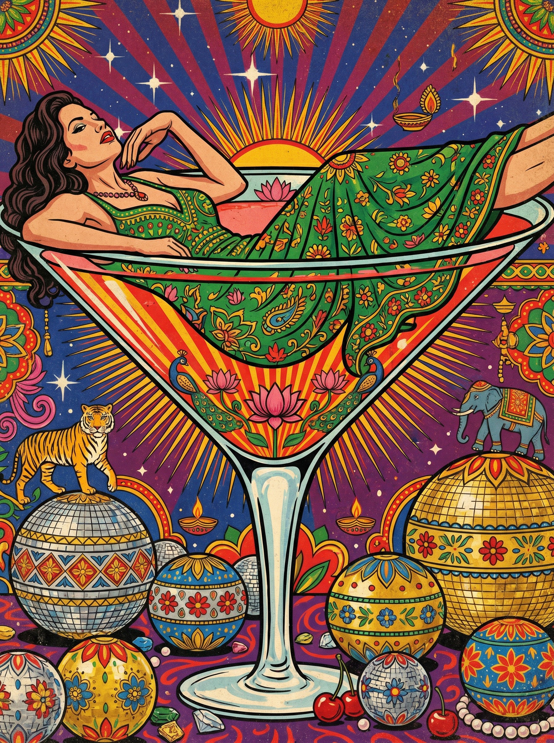 Martini Glass Woman (150 Color Diamond Painting)