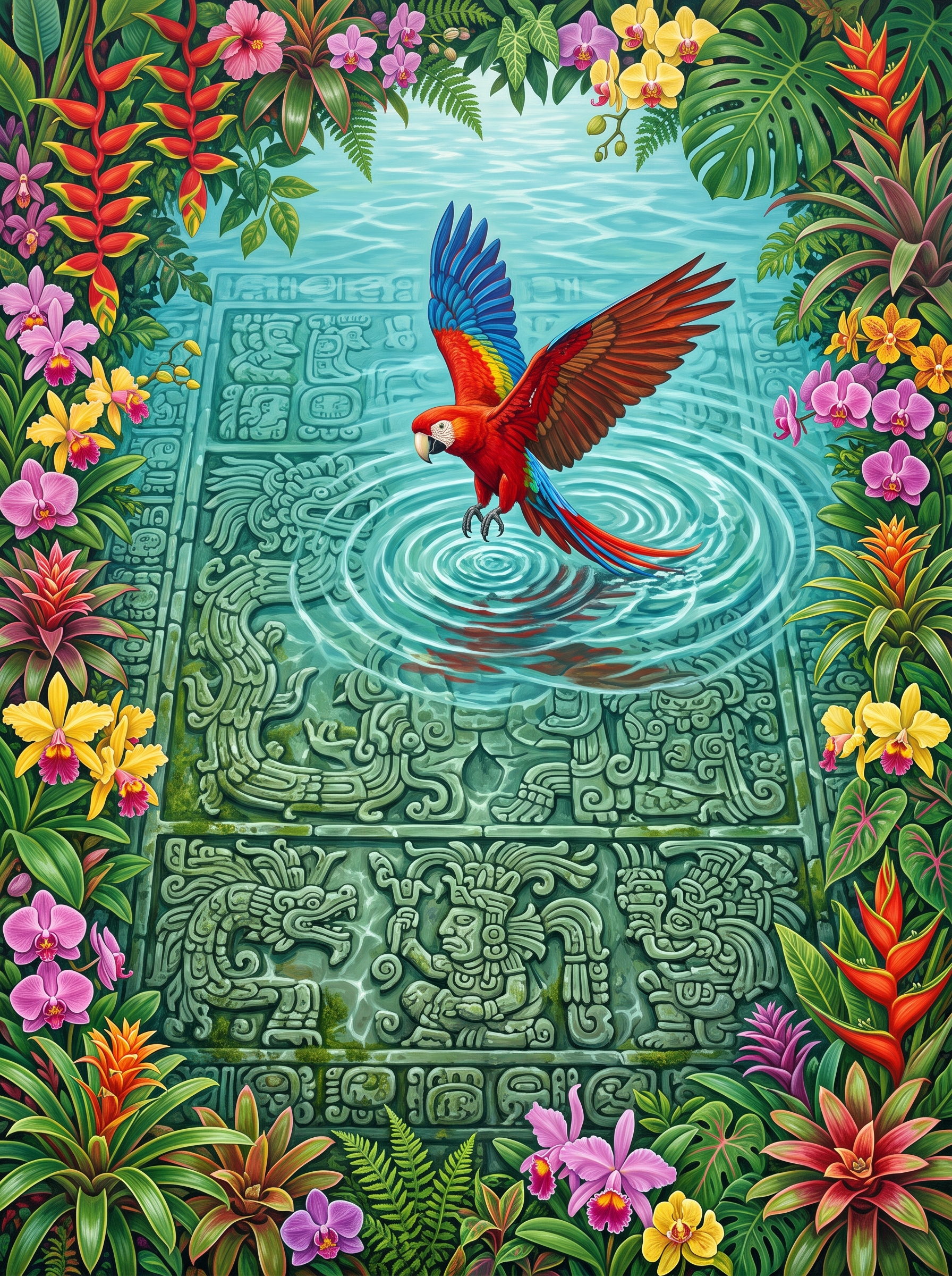 Mayan Ball Court Macaw