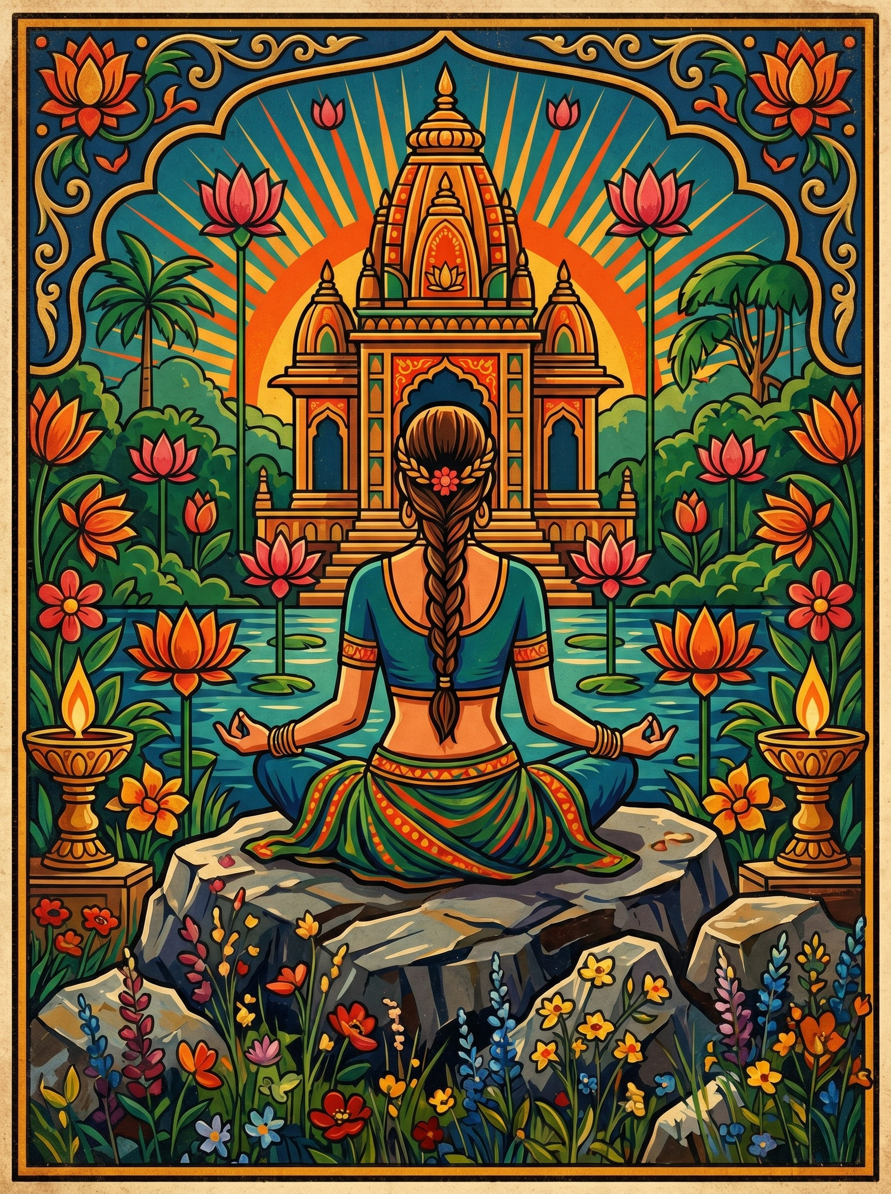 Meditating Lotus Figure (150 Color Diamond Painting)