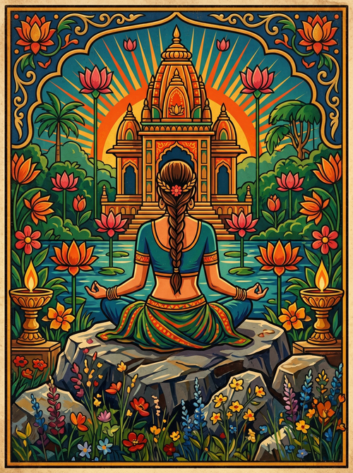 Meditating Lotus Figure (150 Color Diamond Painting)