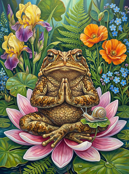 Meditation Toad Lotus (Diamond Painting) Diamond Painting kit