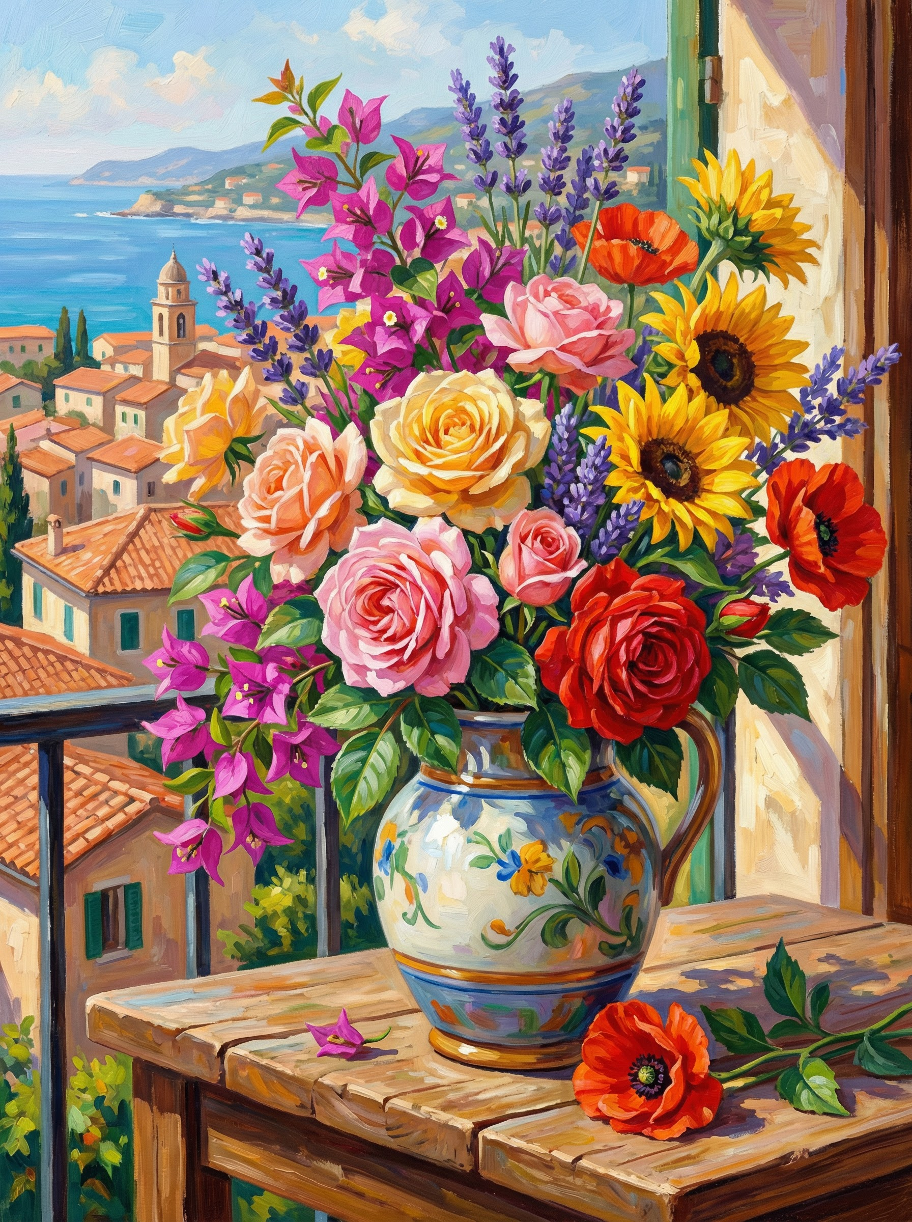 Mediterranean Coastal Blooms (Diamond Painting) Diamond Painting kit