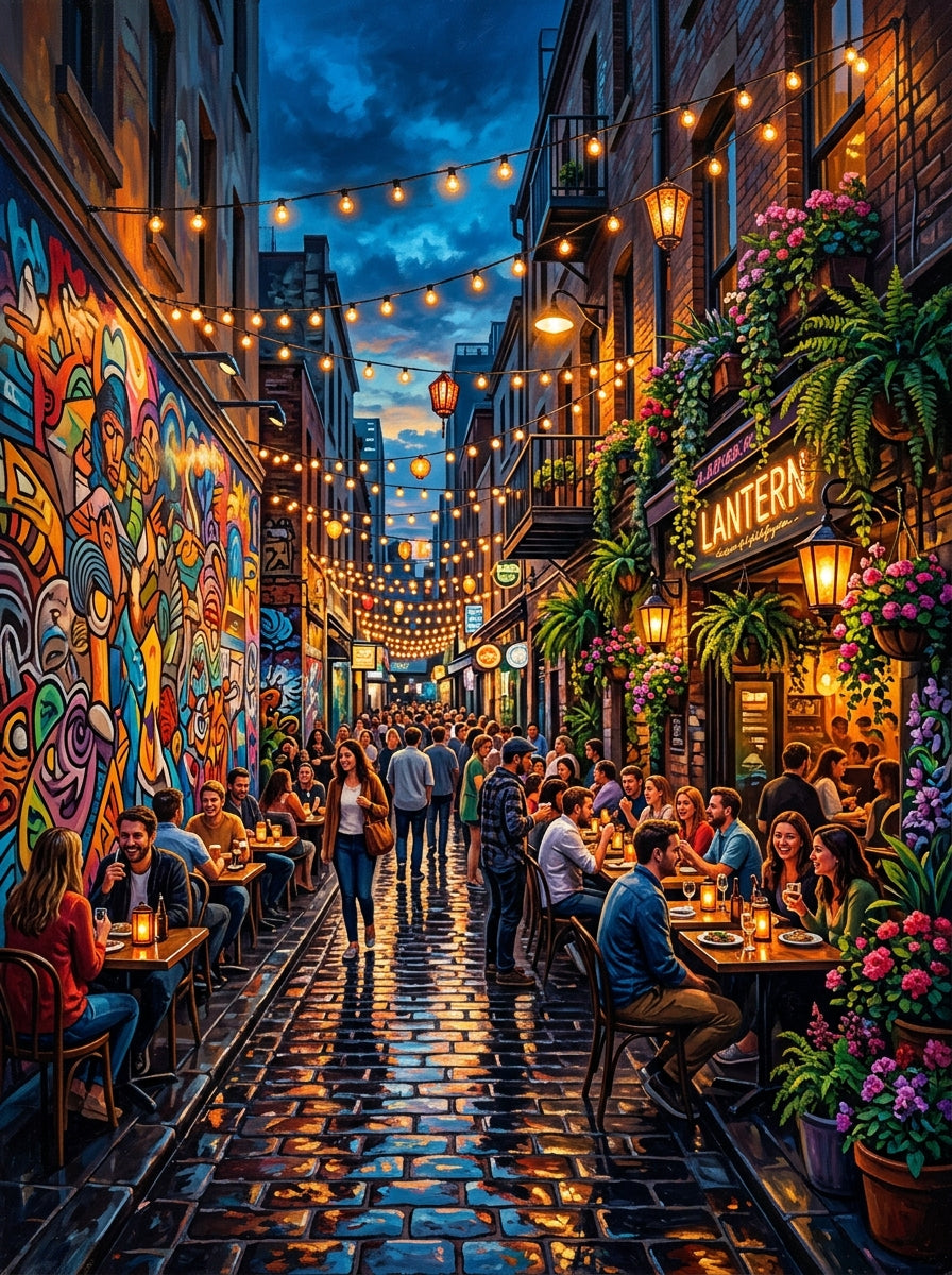 Melbourne Laneway Dusk Clean (150 Color Diamond Painting)