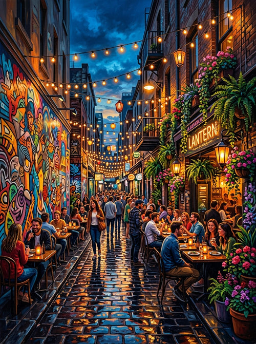 Melbourne Laneway Dusk Clean (150 Color Diamond Painting)