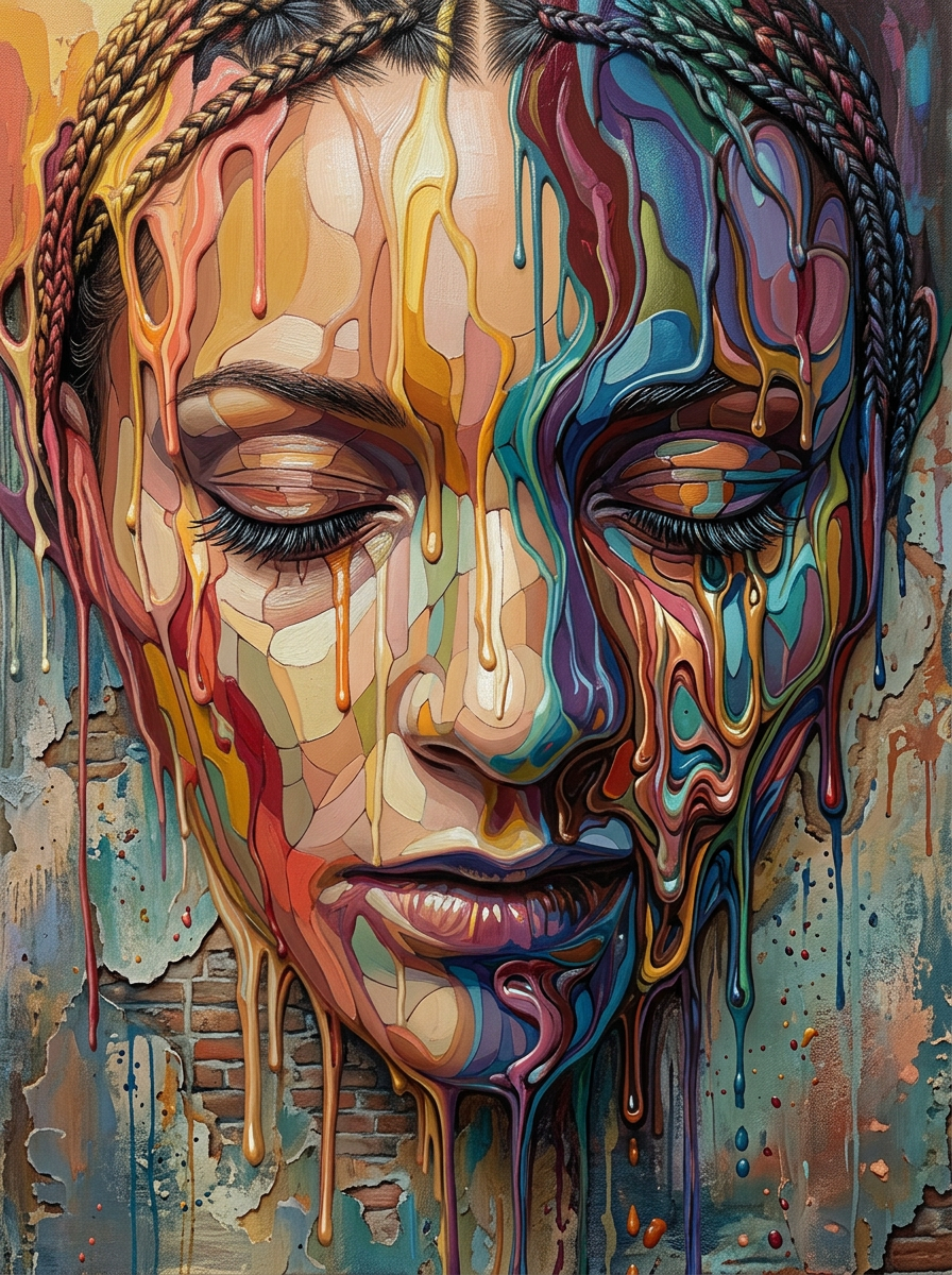 Melting Braids Face Portrait (Diamond Painting) Diamond Painting kit