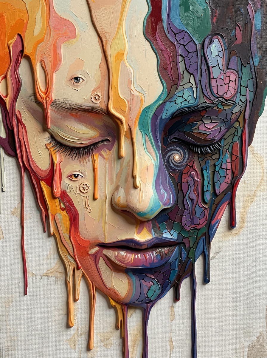 Melting Colorful Face Portrait (Diamond Painting) Diamond Painting kit