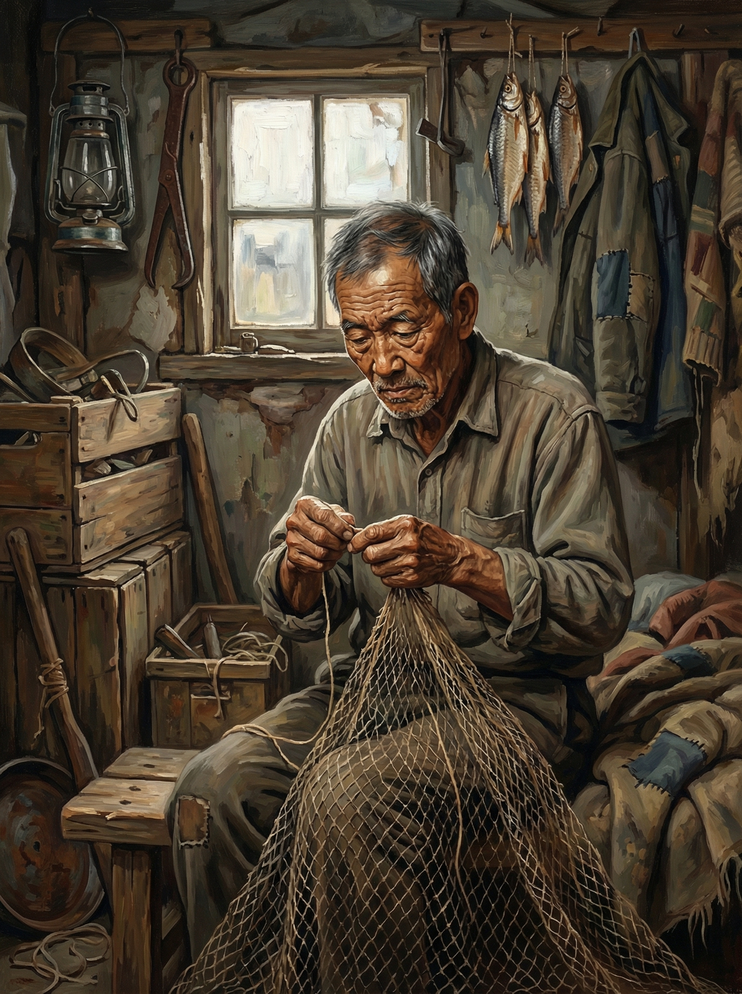 Mending the Fishing Net (Diamond Painting) Diamond Painting kit