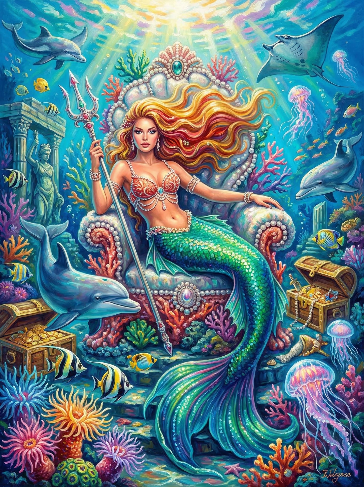 Mermaid Treasure Underwater (100 Color Diamond Painting)