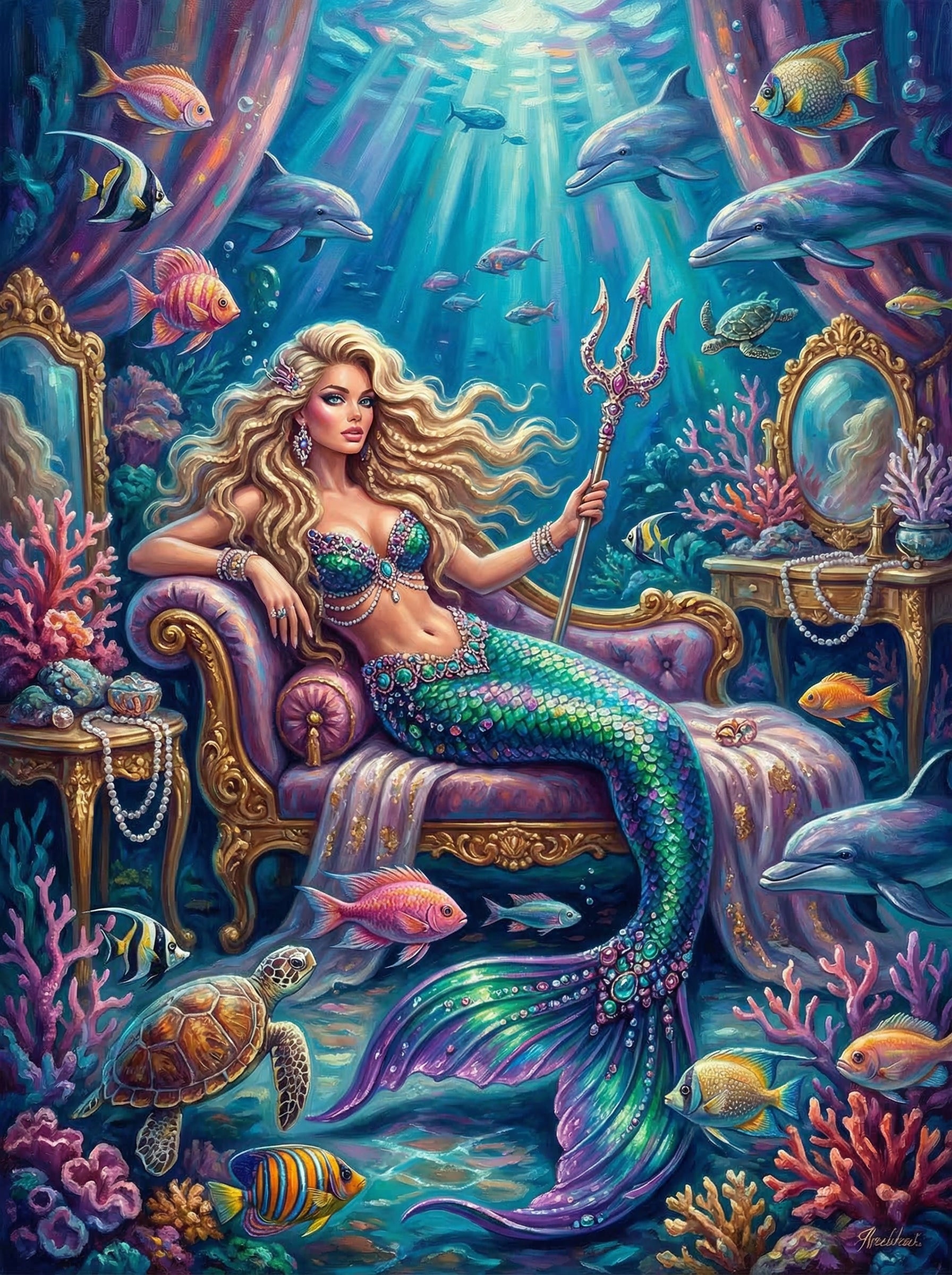 Mermaid Underwater Throne (100 Color Diamond Painting)