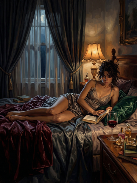Midnight Reading in Silk (Diamond Painting) Diamond Painting kit