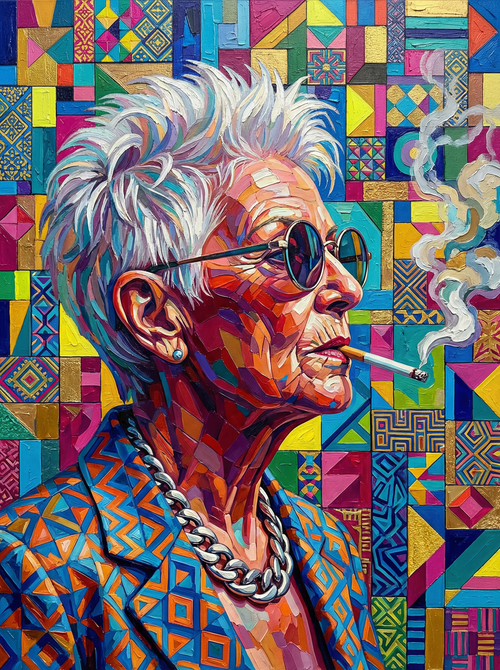 Modern Elder Portrait (100 Color Diamond Painting)