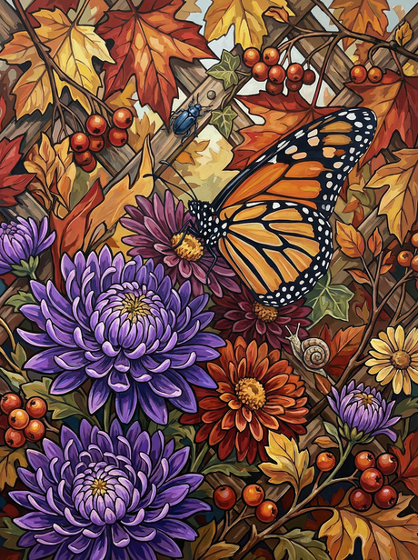 Monarch Butterfly Blooms (Diamond Painting) Diamond Painting kit