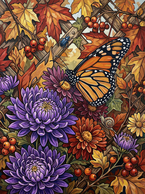 Monarch Butterfly Blooms (Diamond Painting) Diamond Painting kit