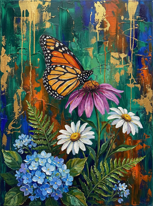 Monarch Butterfly Daisy Garden (Diamond Painting) Diamond Painting kit