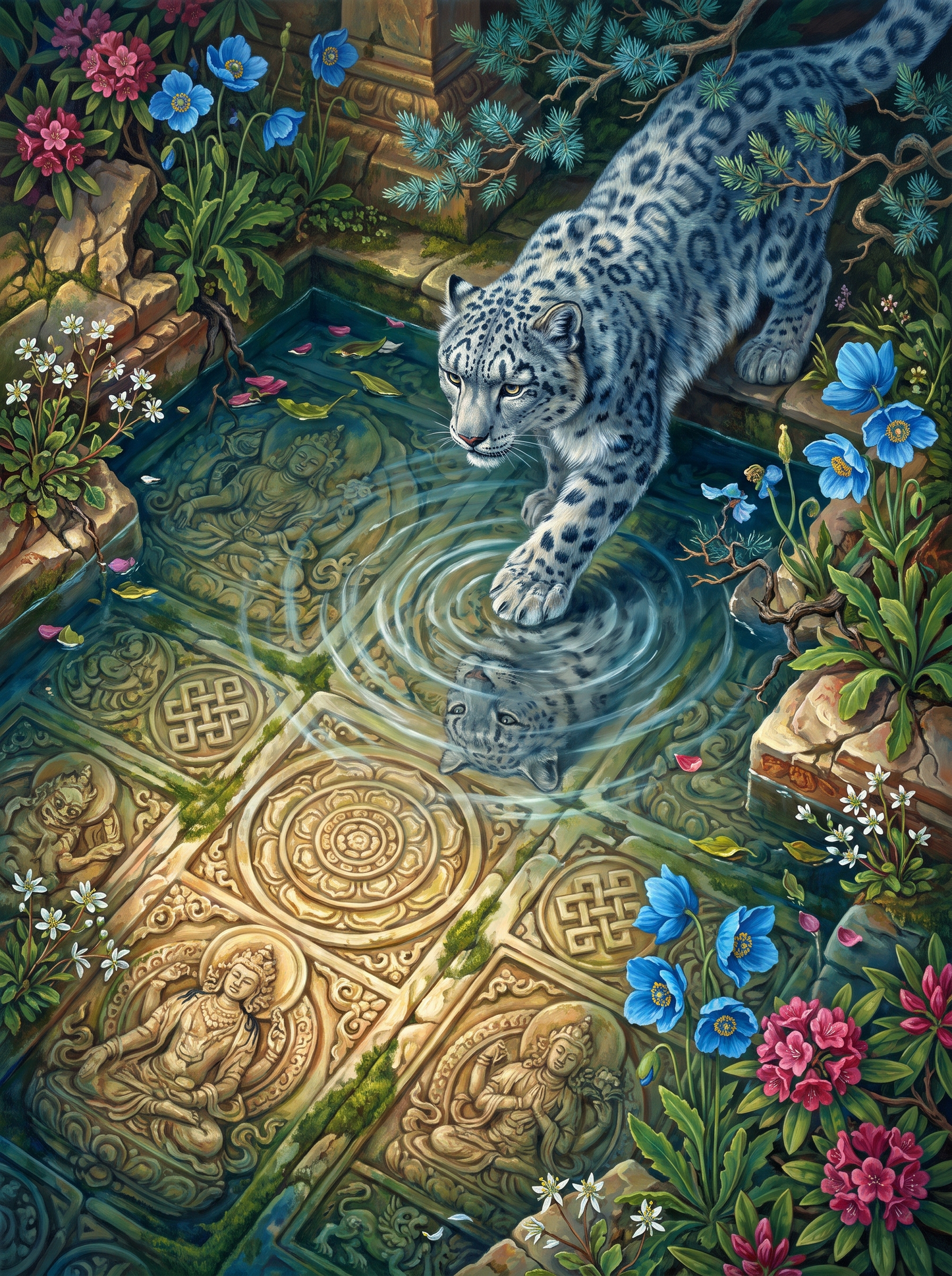 Monastery Courtyard Leopard