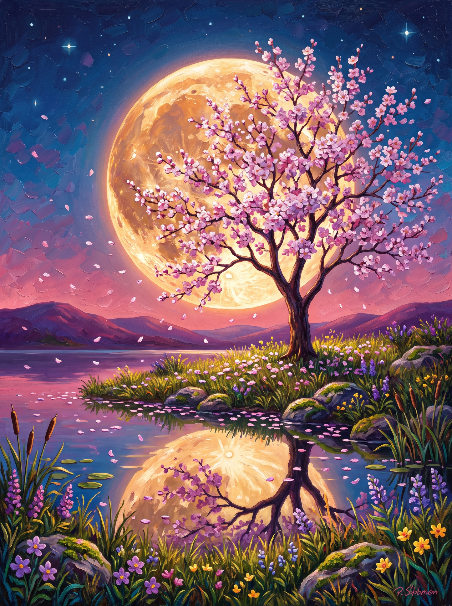 Moon Behind Blossom
