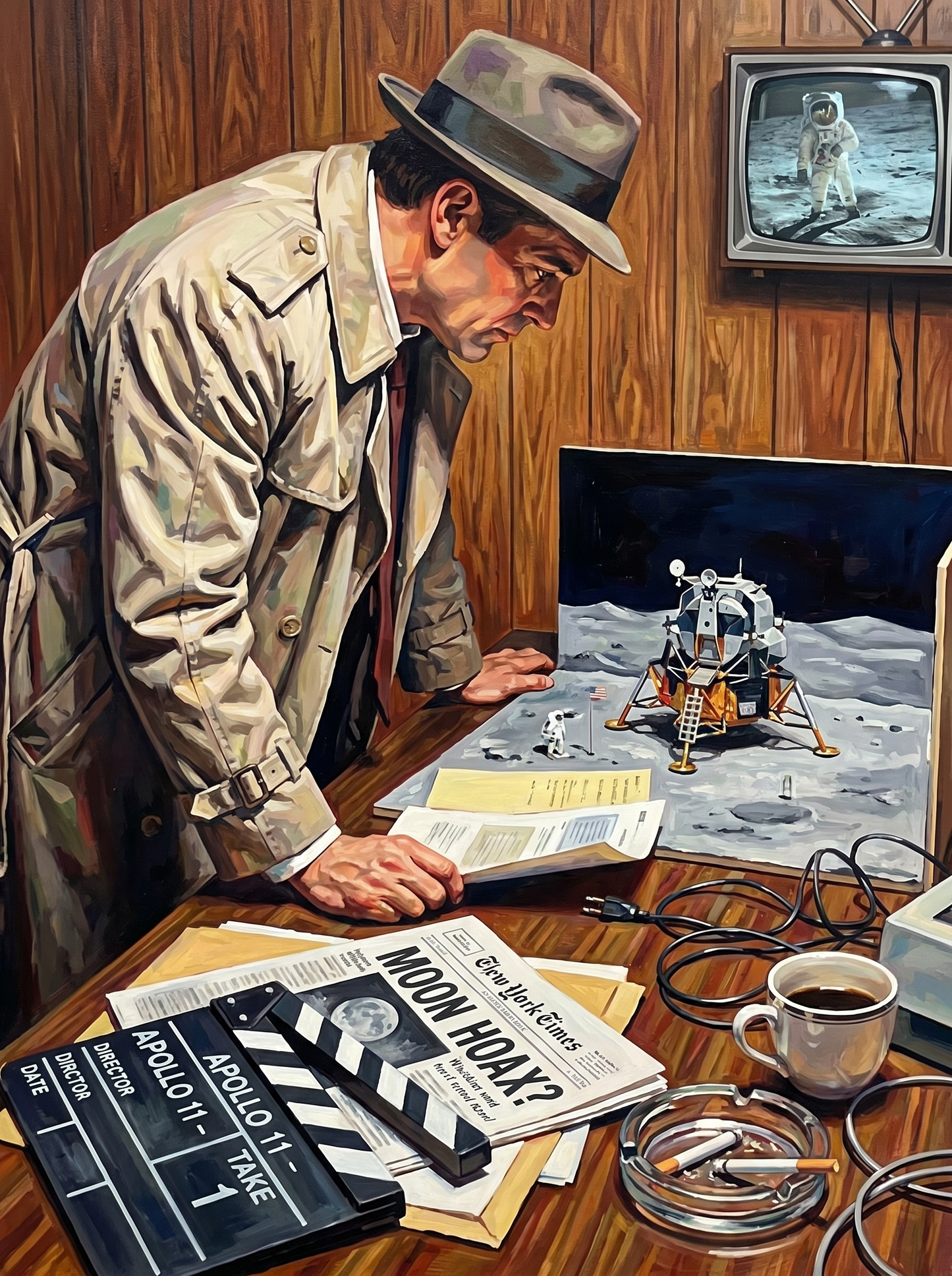 Moon Landing Desk Detective (150 Color Diamond Painting)