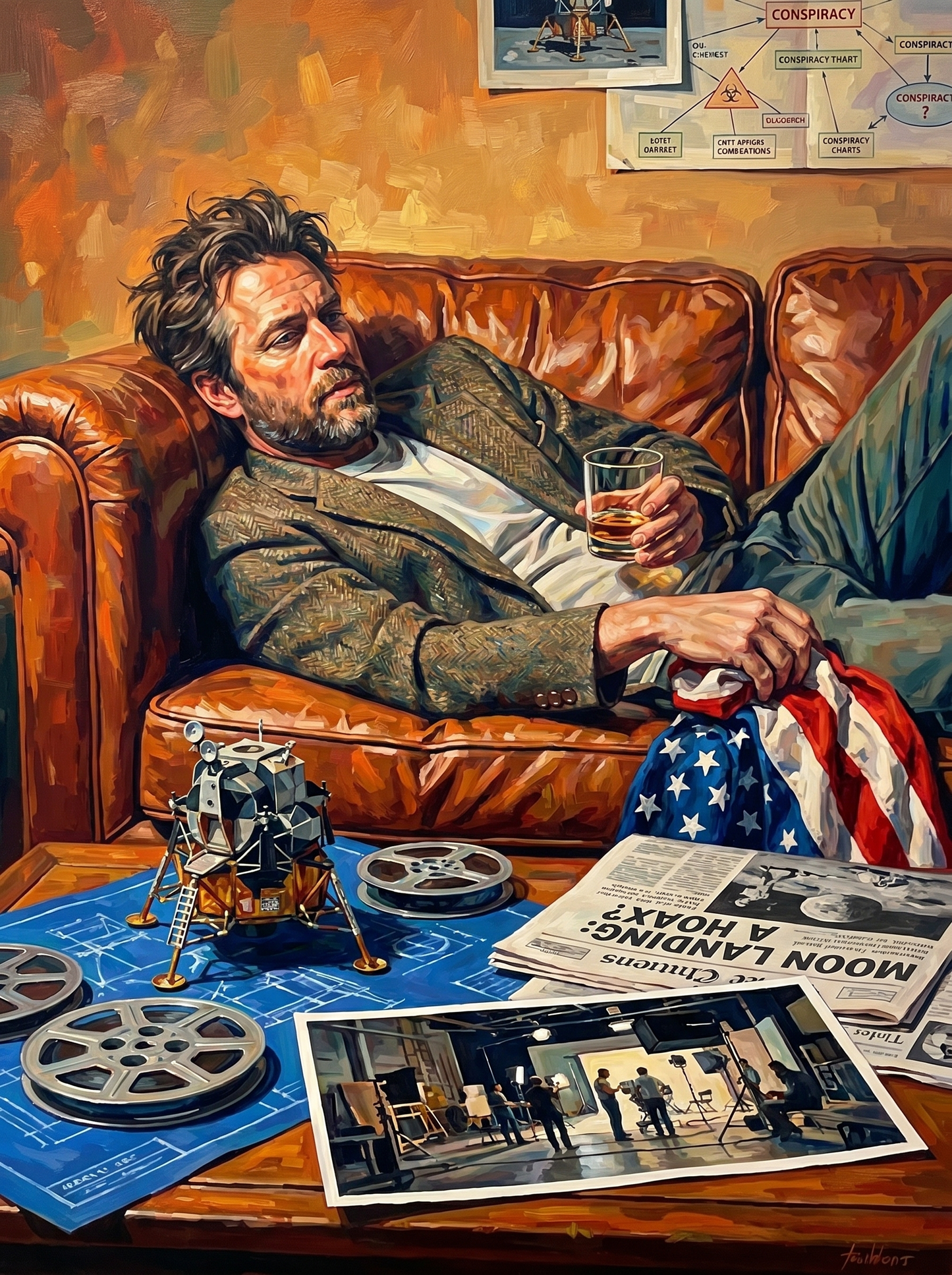 Moon Landing Sofa Investigator (150 Color Diamond Painting)