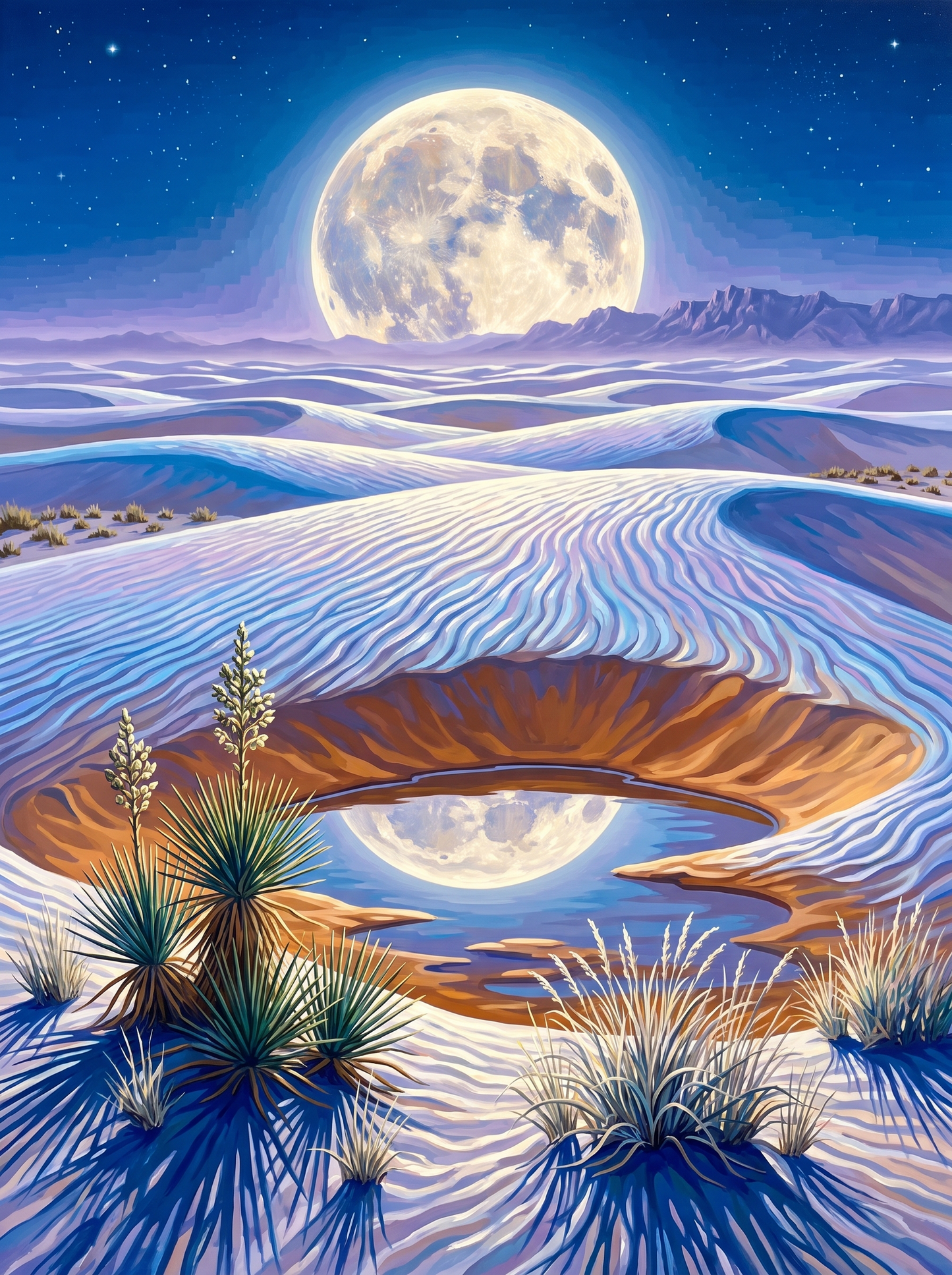 Moon over White Dunes