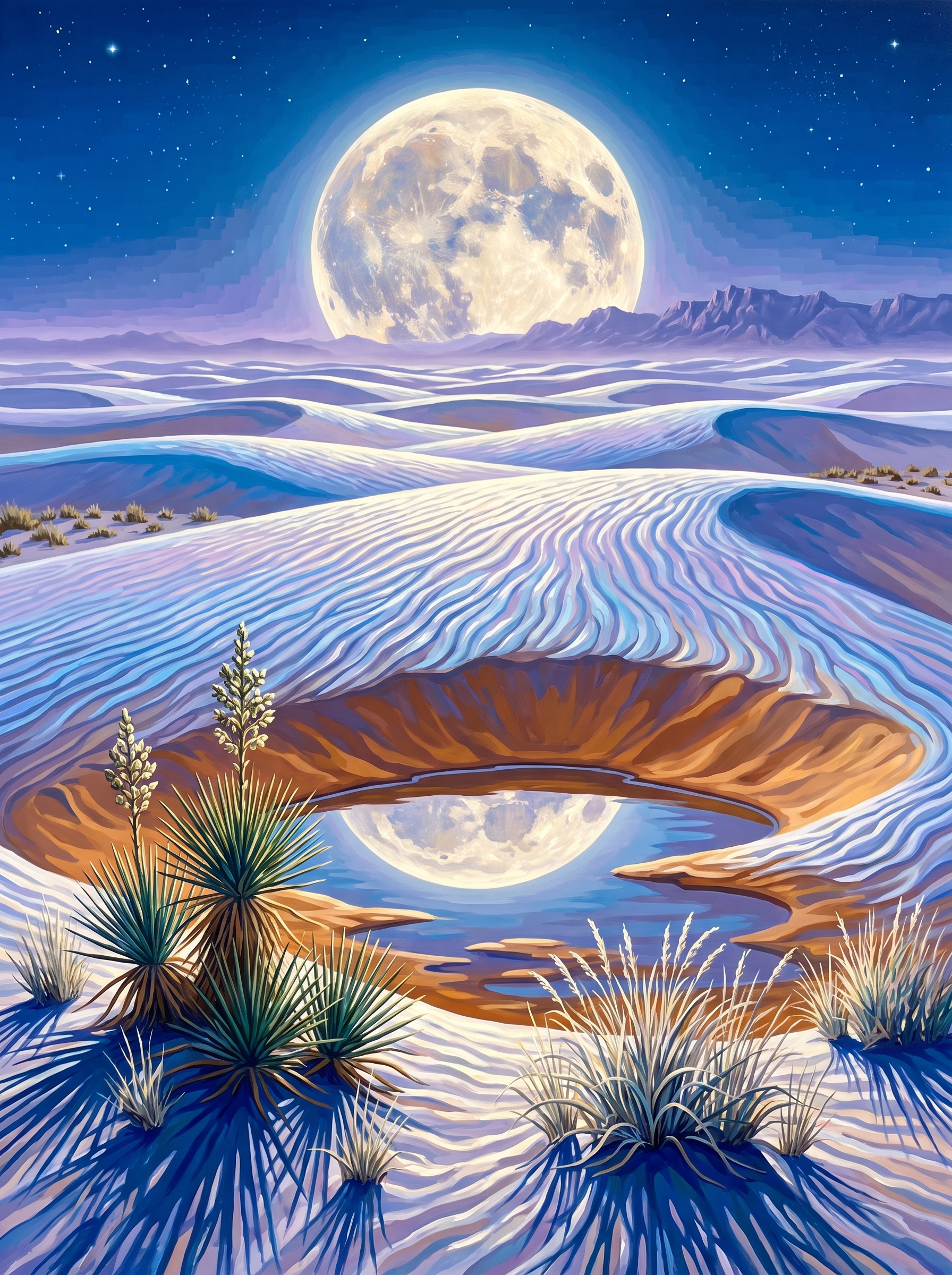 Moon over White Dunes