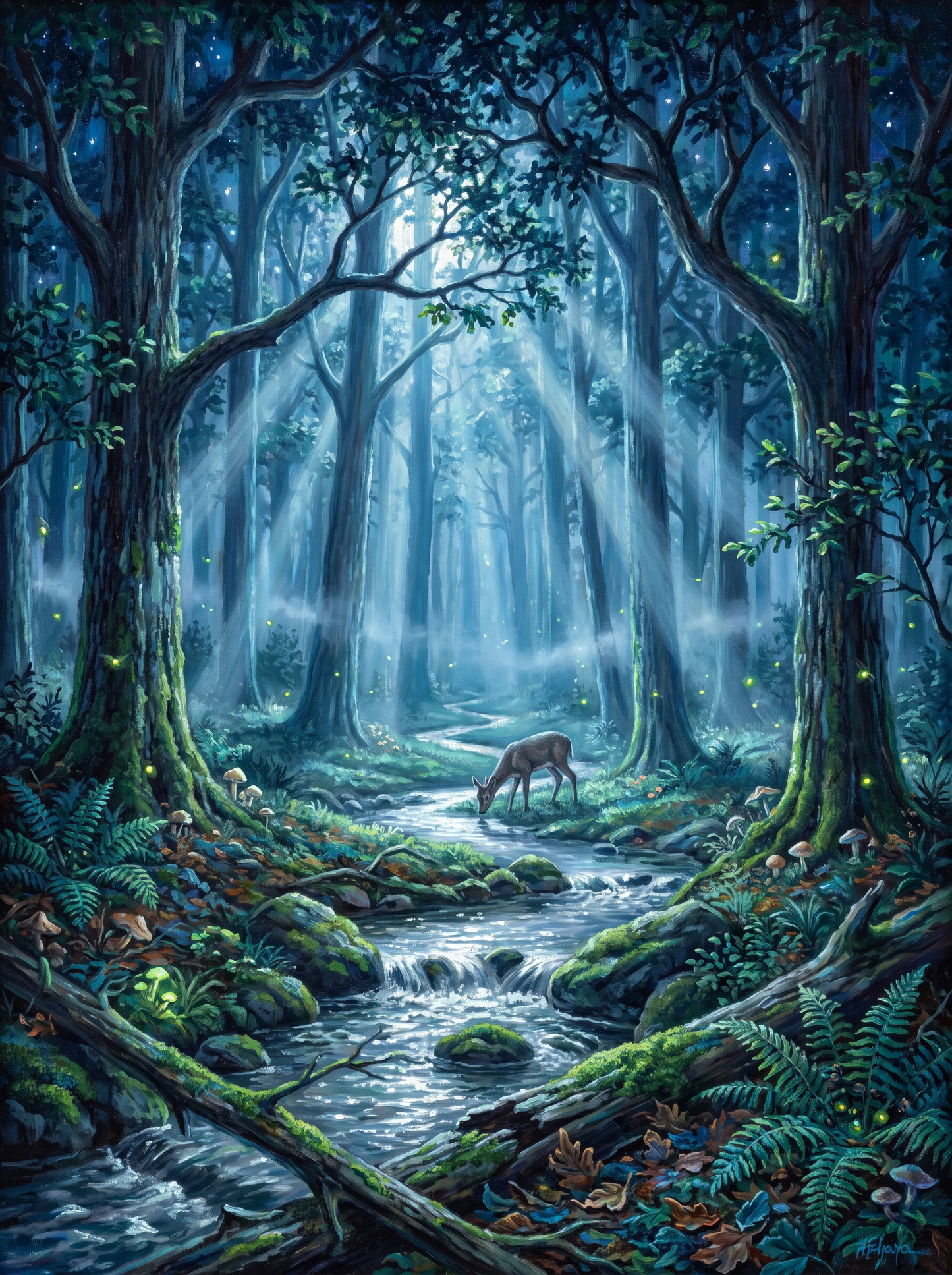 Moonlight Forest Stream