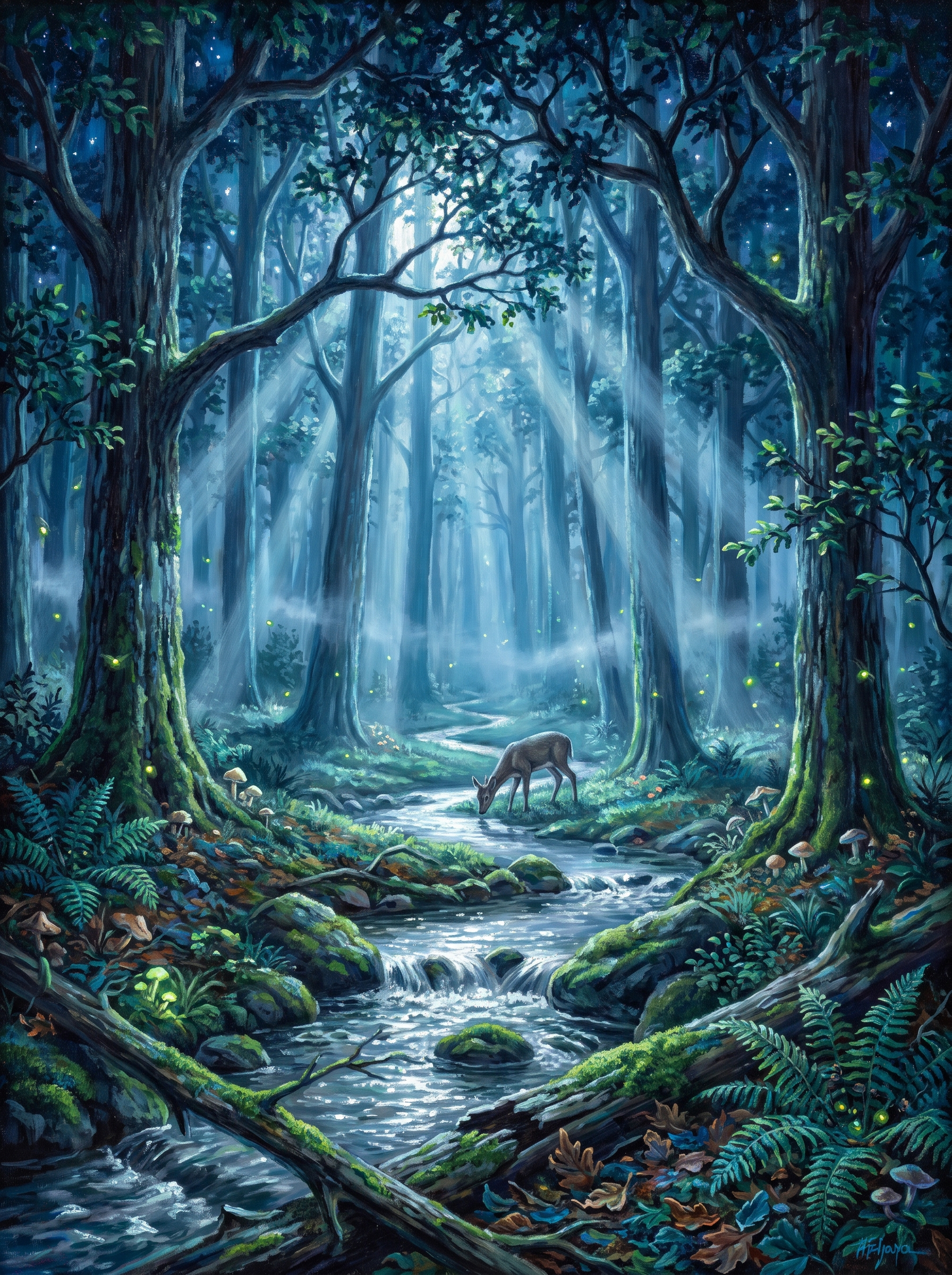 Moonlight Forest Stream