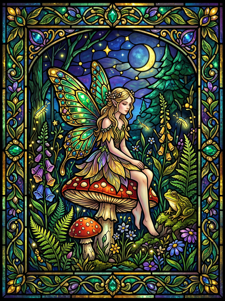 Moonlit Foxglove Fairy (150 Color Diamond Painting)