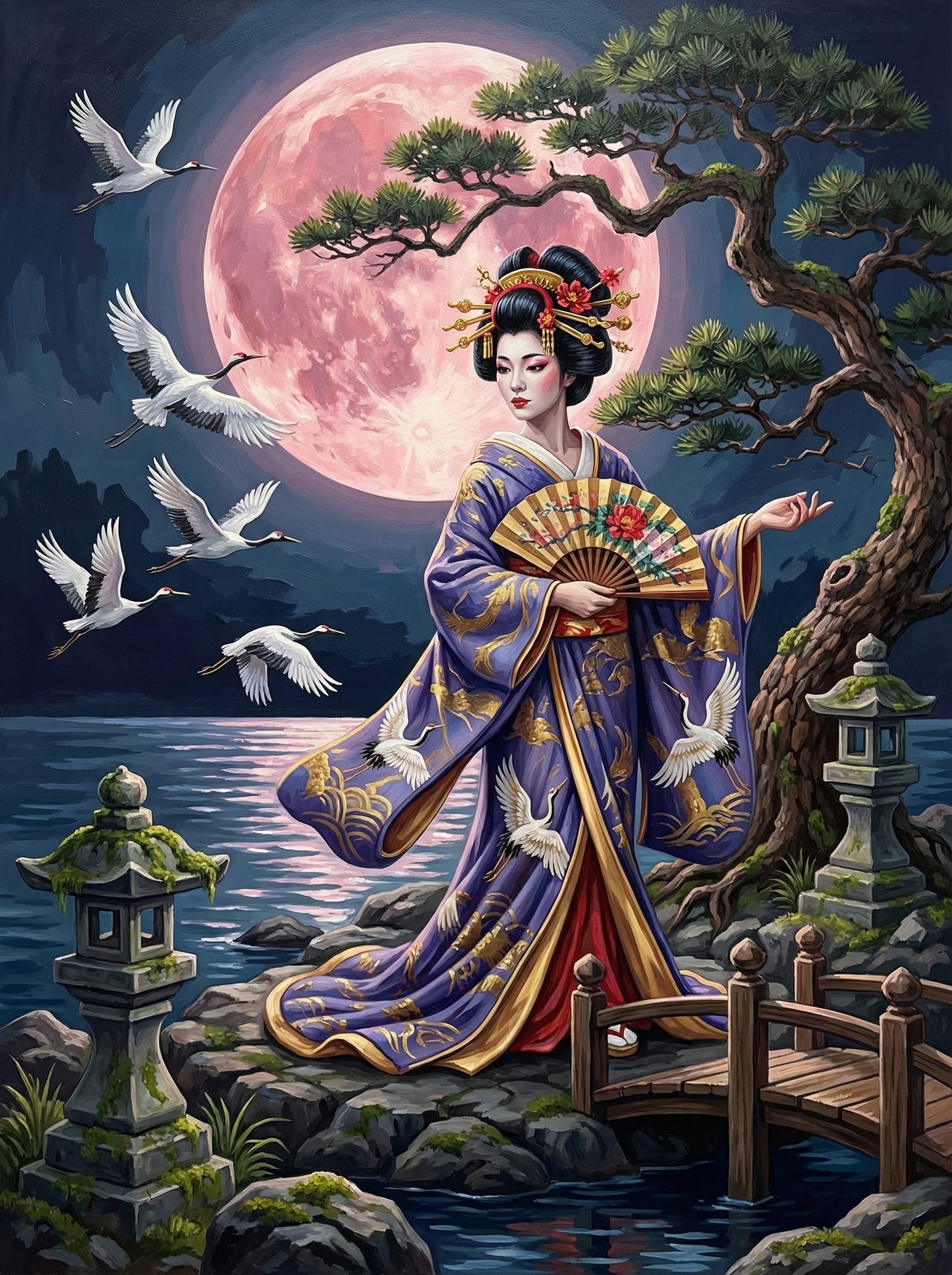 Moonlit Geisha Sanctuary (Diamond Painting) Diamond Painting kit