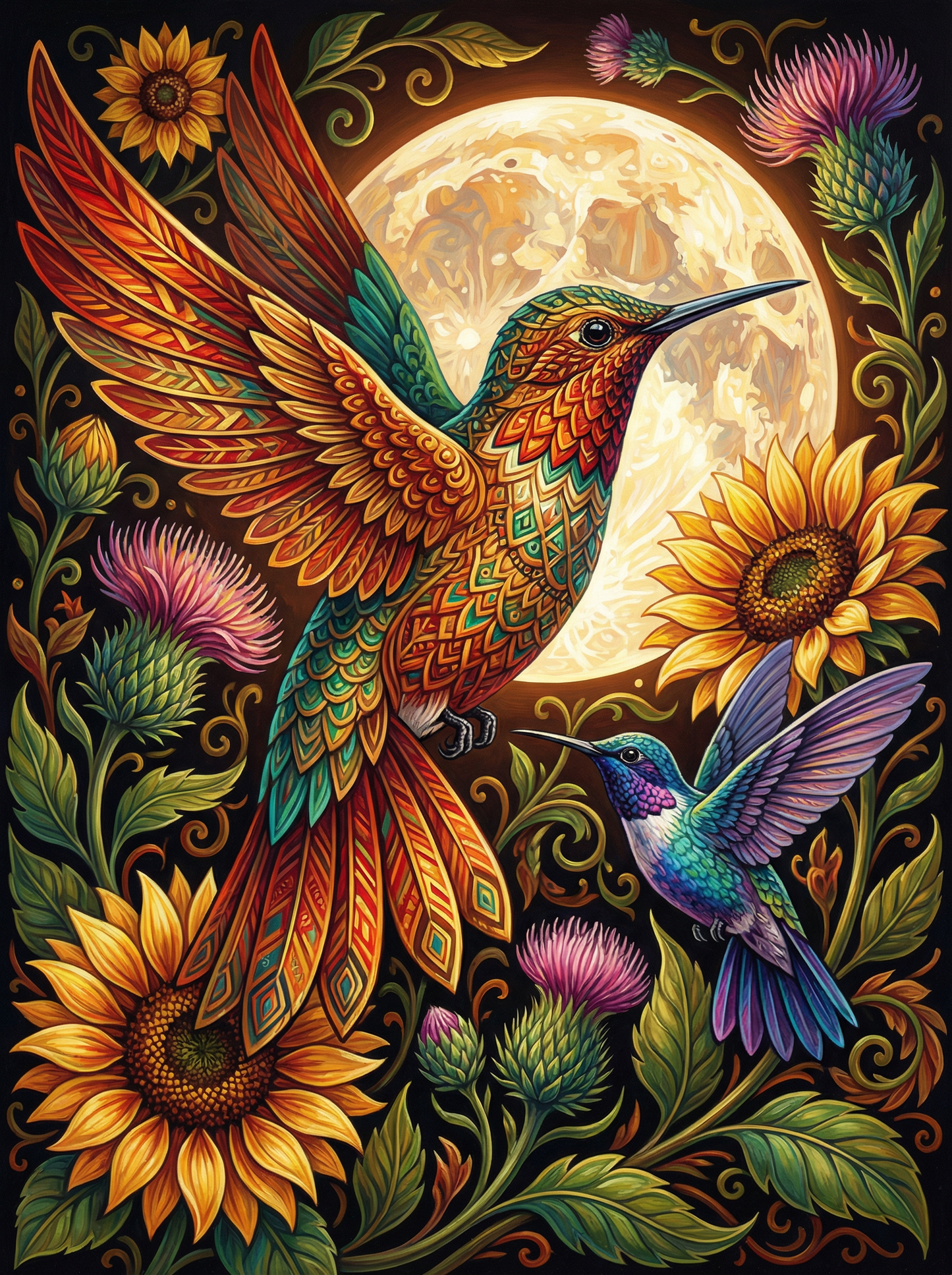 Moonlit Hummingbirds (Diamond Painting)
