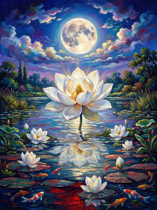 Moonlit Lotus as Magnolia (Diamond Painting)