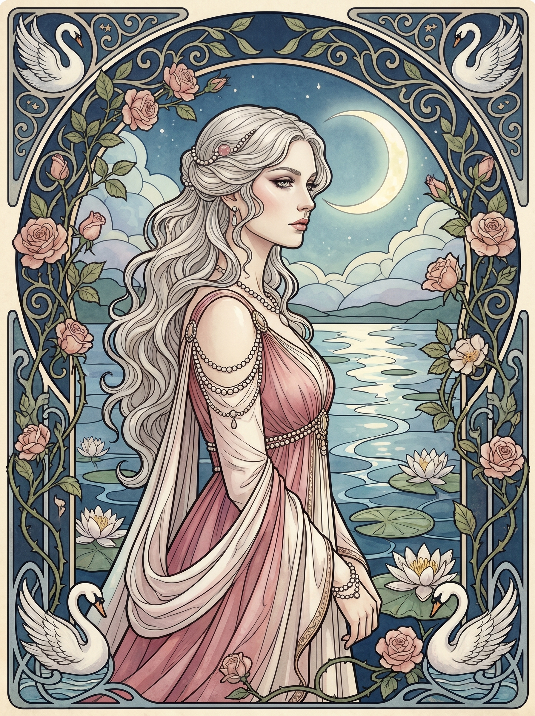 Moonlit Rose Swan Maiden (80 Colors)