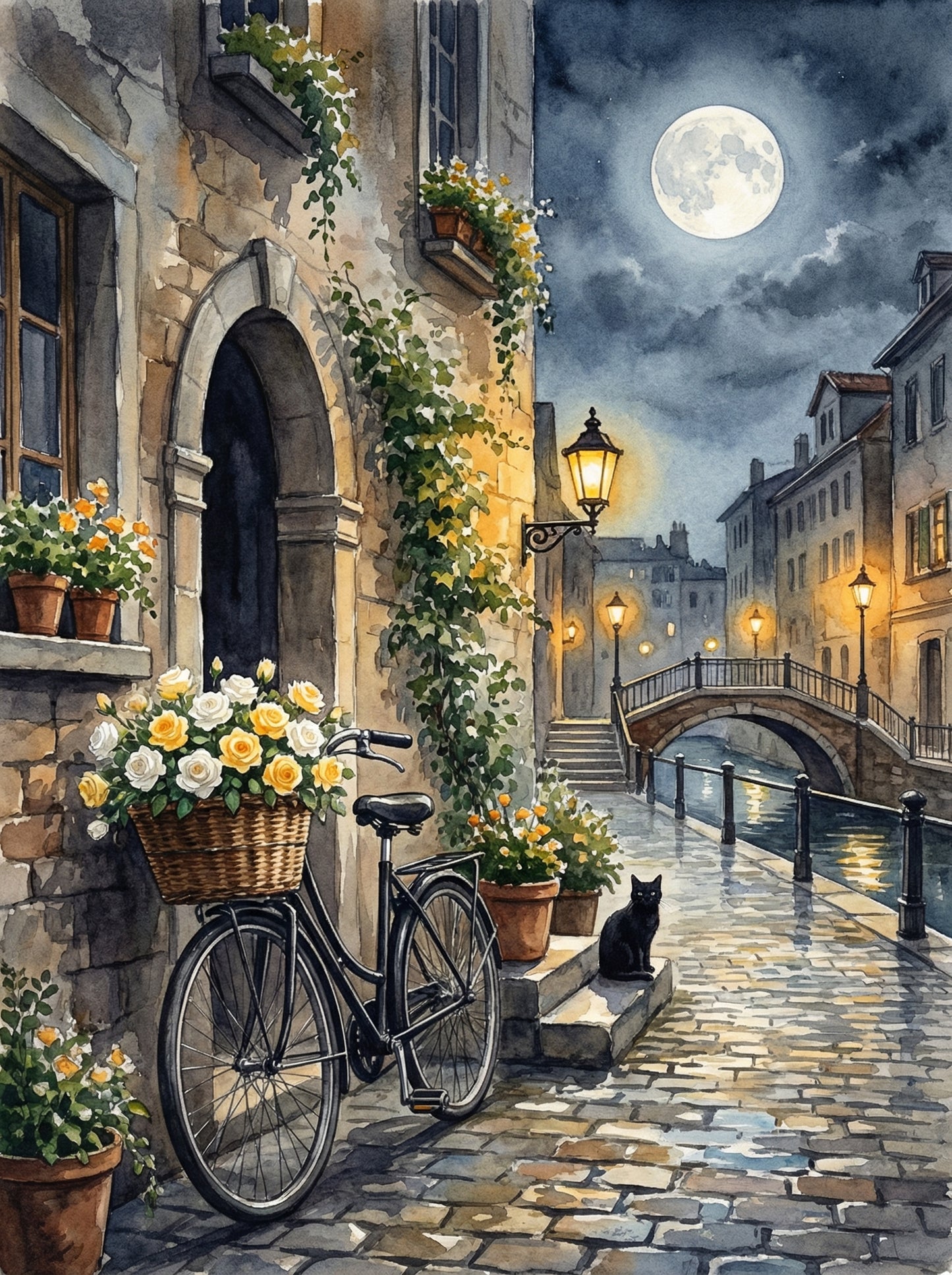 Moonlit Venice Bridge Scene (Diamond Painting) Diamond Painting kit
