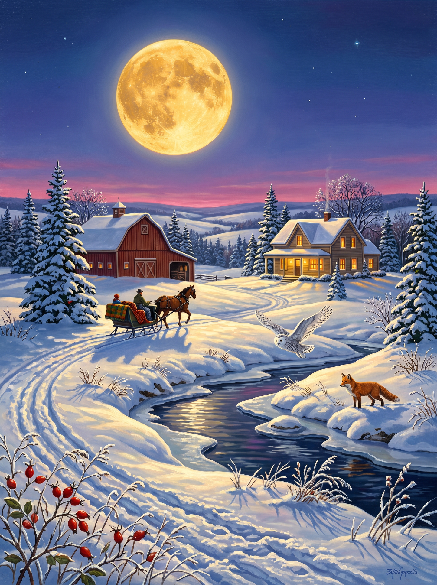 Moonrise Snow