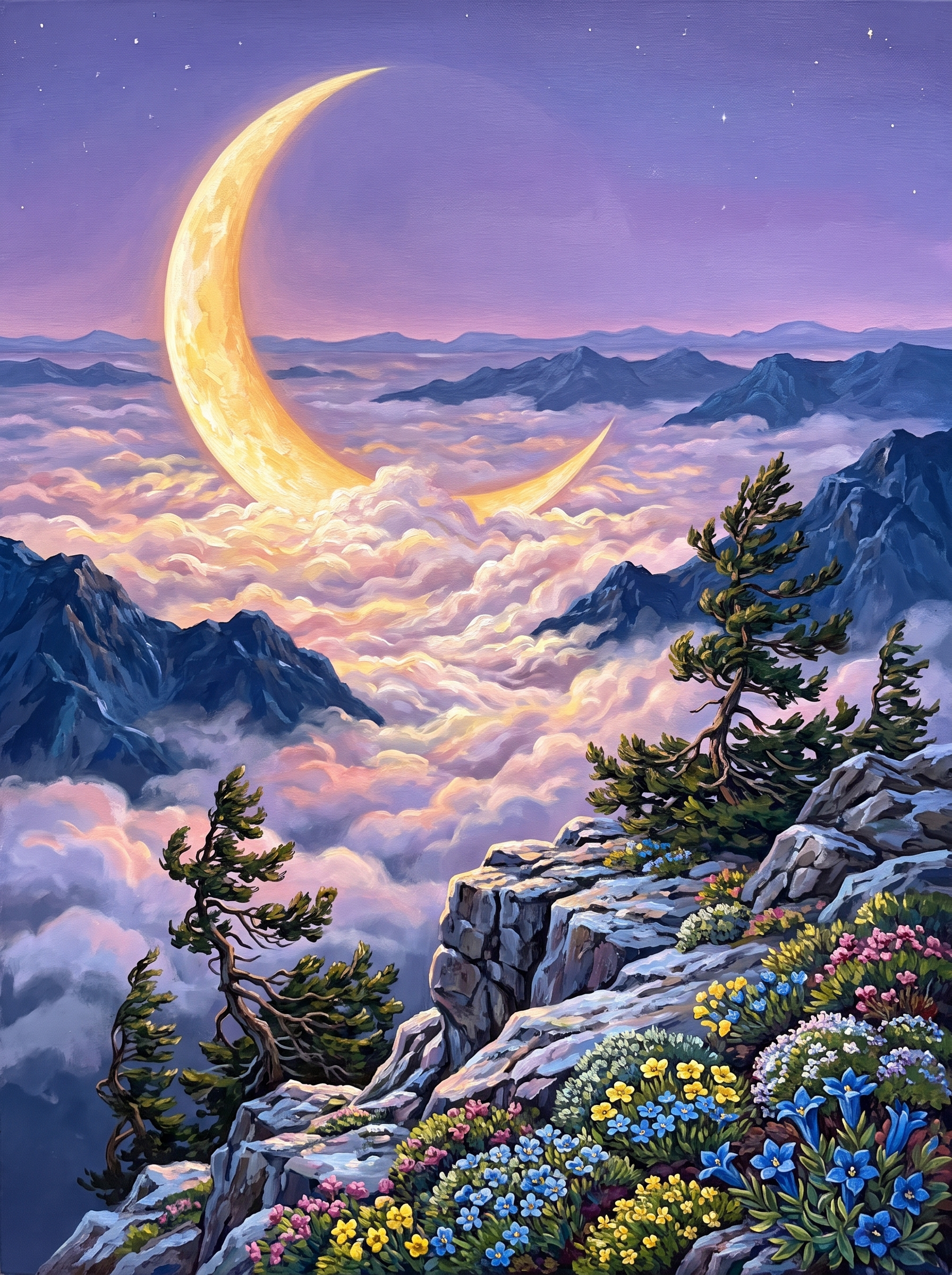 Moonset Cloud Sea