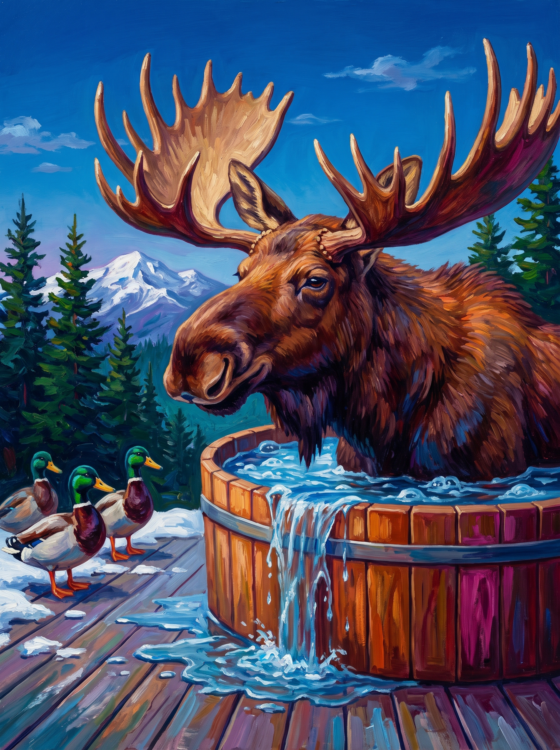 Moose in Hot Tub