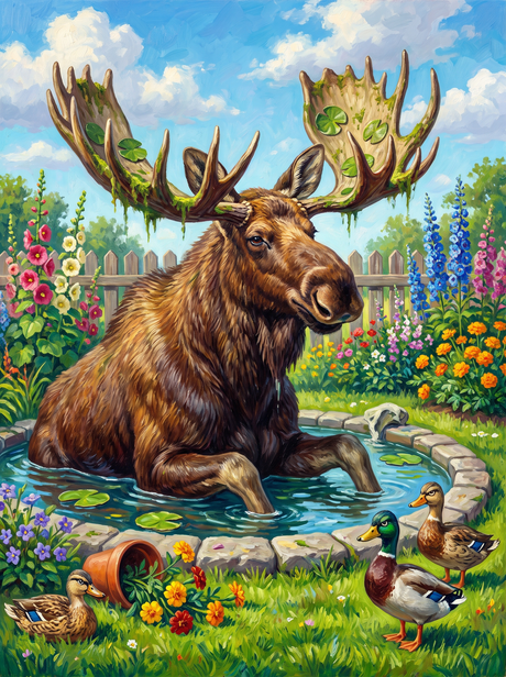 Moose in the Pond