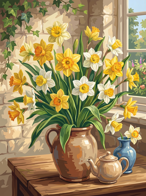 Morning Daffodil Harmony (Diamond Painting)